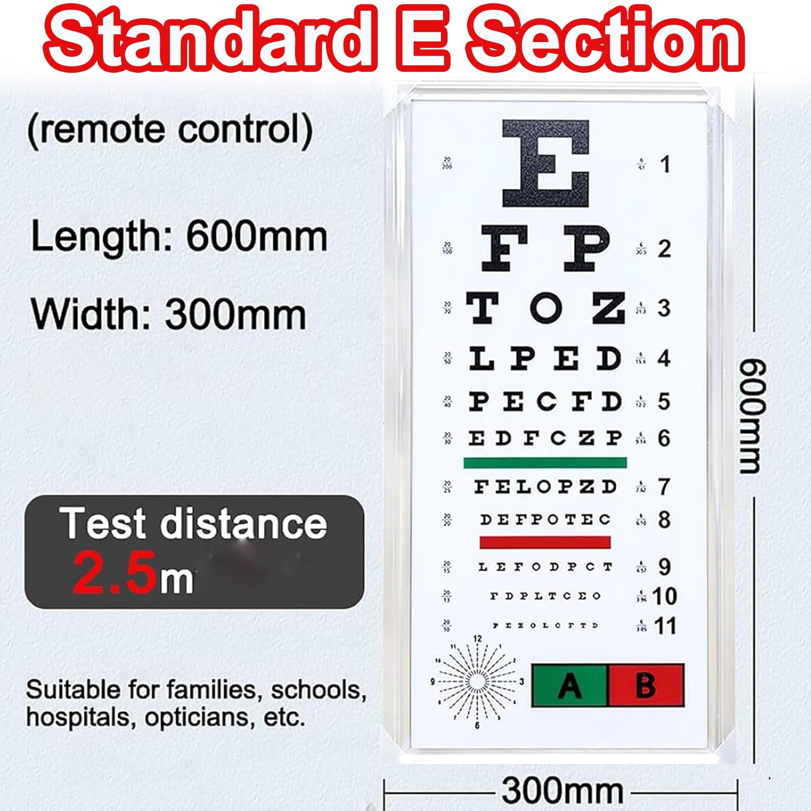 Tavola per Test della Vista Antiriflesso E Resistente allo Sbiadimento, Tavolo Luminoso a LED, Misurazione della Distanza di 2,5 M, Lega di Alluminio, per Studi Medici, Scuole E Casa