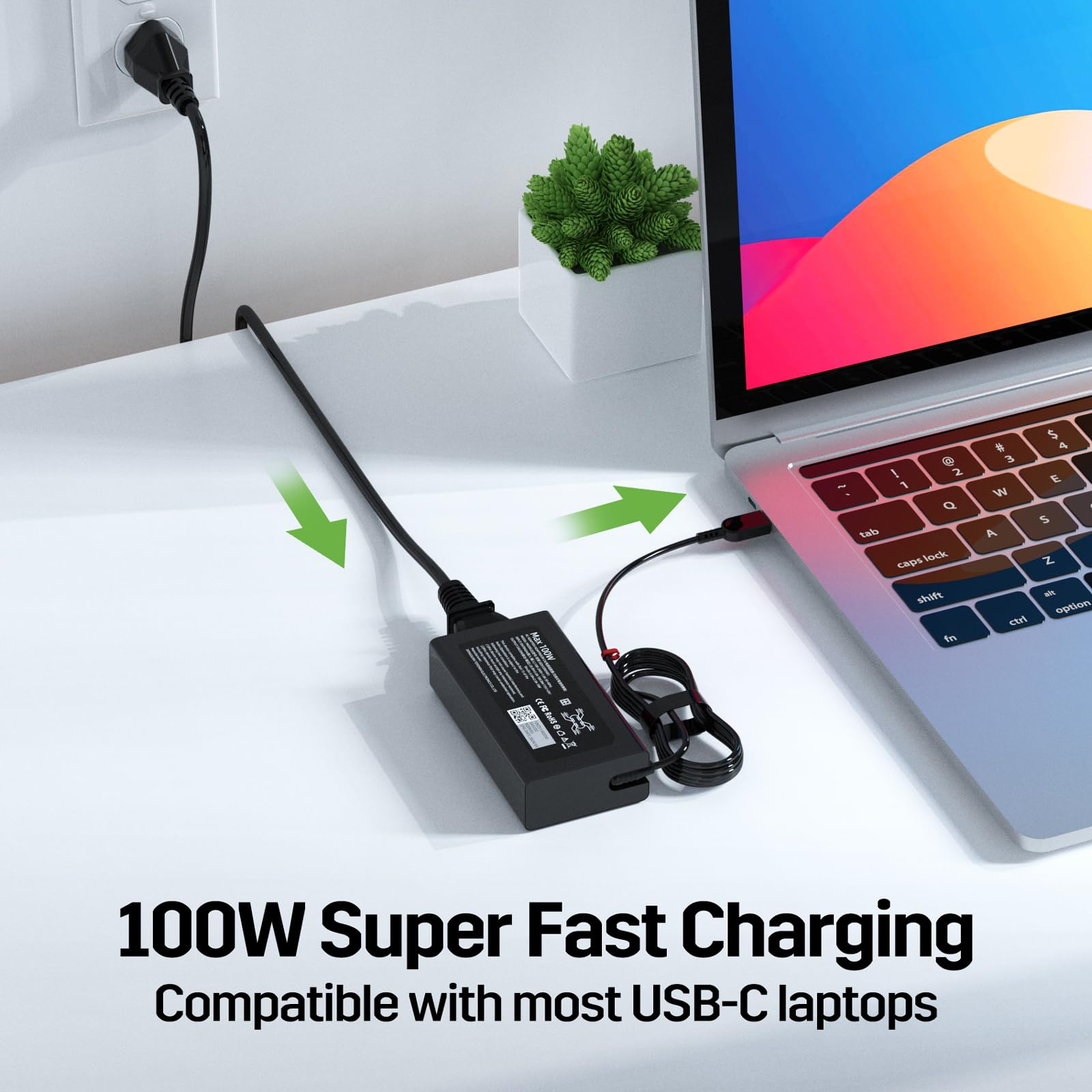 Ładowarka do laptopa 100 W USB C do Lenovo Yoga 9i 9 7i 7, Yoga Slim 7 Pro, ThinkBook 16 15, IdeaPad 5 Pro 16, ADL100YLC3A, ADL100YDC3A, SA11D52396, GX21J75543, 5A11J62105 zasilacz typu C Sznurek