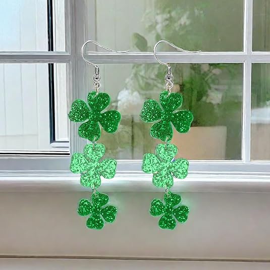 🍀 Lucky St. Patrick's Day Clover Earrings! ☘️ Irish Festival Jewelry