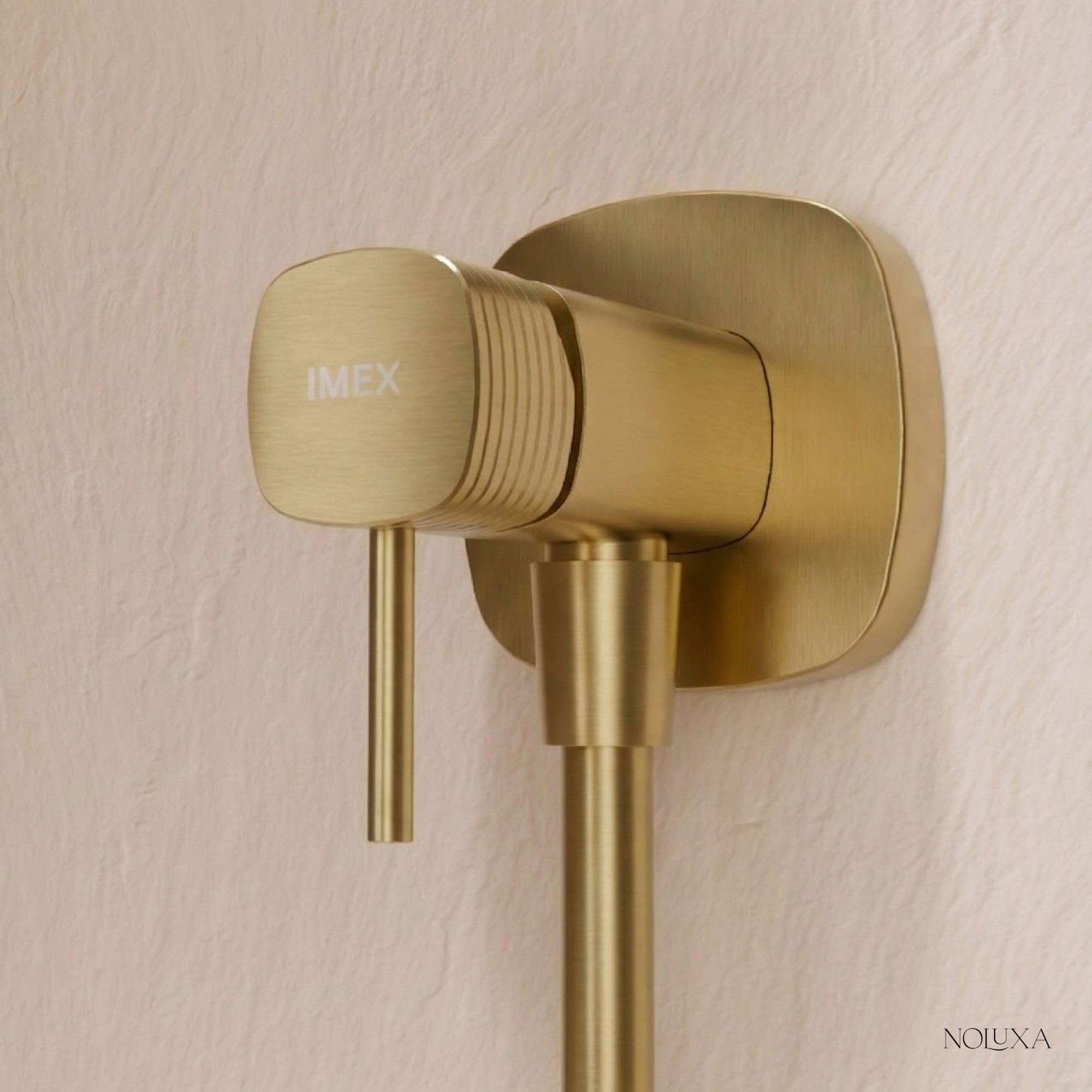 IMEX Bidet prysznic z ciepłą i zimną wodą w kolorze złotym. Bidet do zabudowy kran do toalety ze szczotkowanego złota, higieniczna pojedyncza rączka do toalety, zamiennik kranu bidetowego, seria