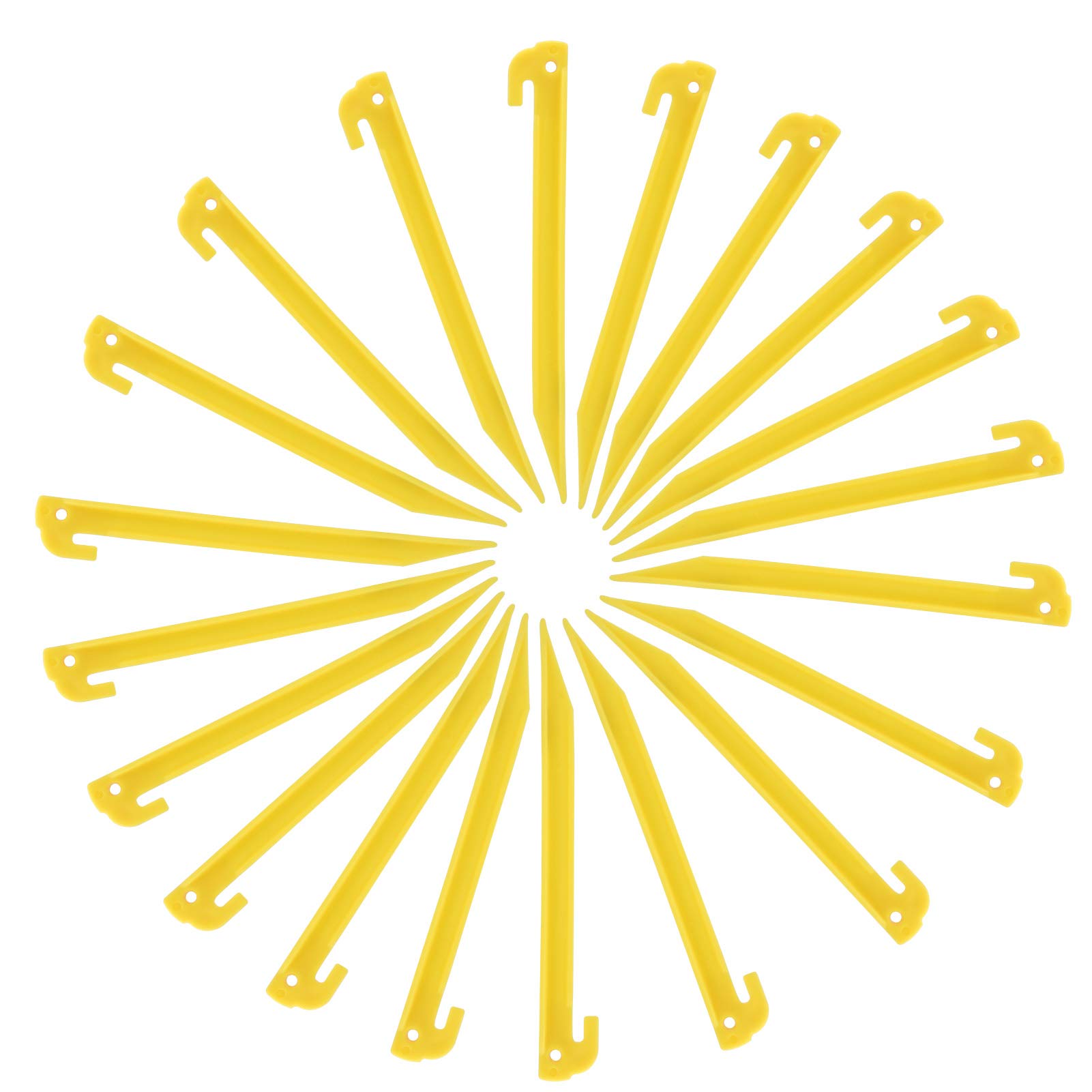Lot De 10 Piquets De Tente En Plastique 22,9 Cm Jaunes - Solides Pour Plage, Camping, Bâches Et Pelouse