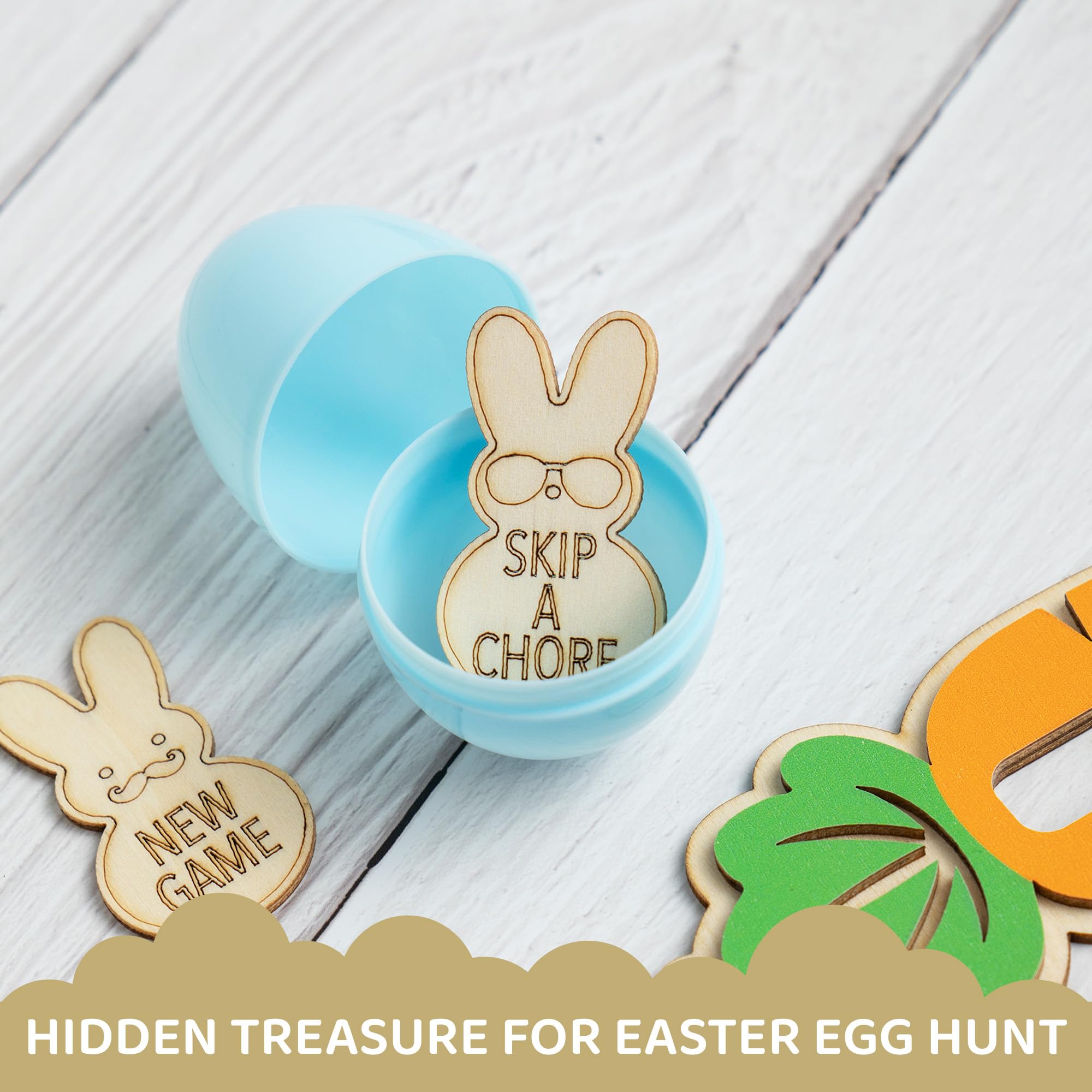 20 Pcs Wooden Easter Egg Fillers Tokens, Basket Stuffers For Toddler, Bunny Reward Tokens For Toddlers, Kids, Home Decorations, Easter Gifts For Grandchild, Baby Girl, Boy, Craft Basket Egg Hunt