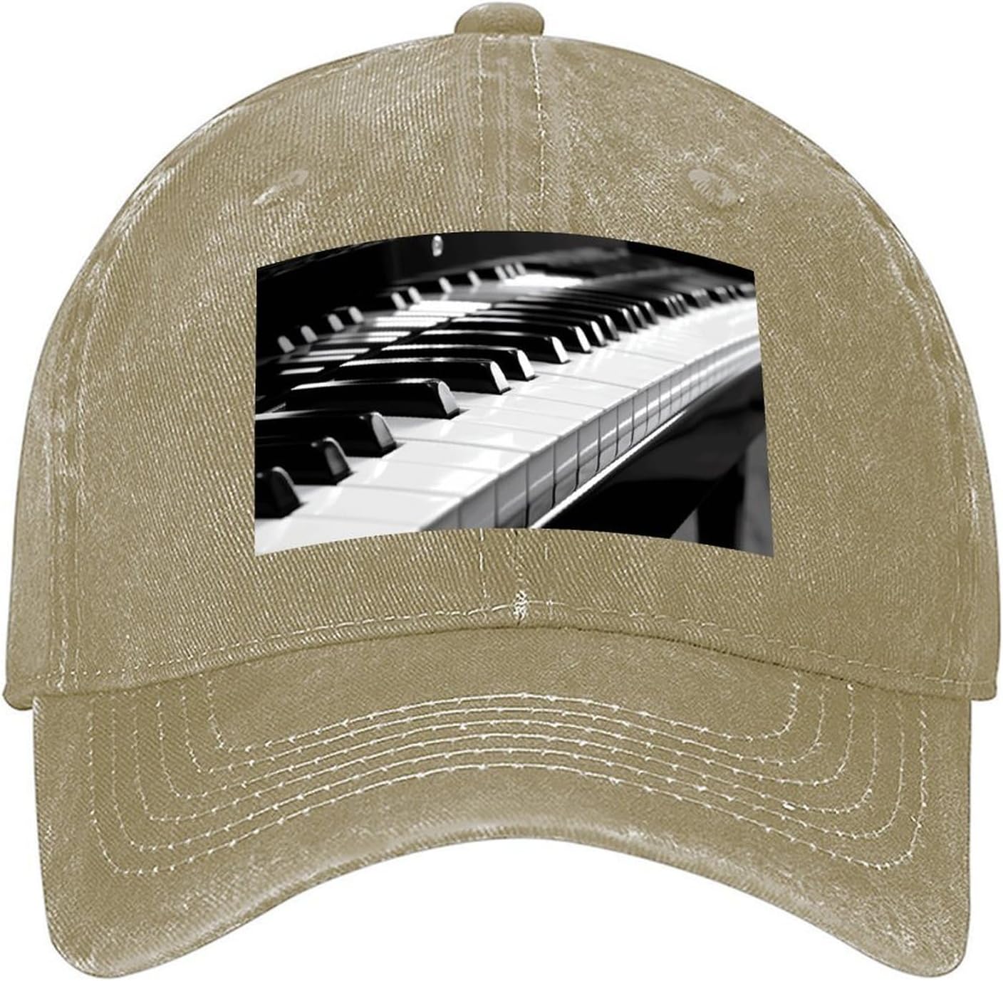 Black White Piano Keyboard Baseball Cap for Outdoor, Washed Denim Hats for Women, Adjustable Cotton Hat, Sun Hat image 2