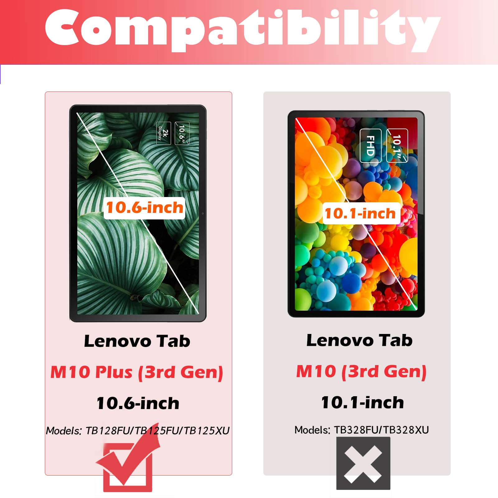 YRH for Lenovo Tab TB311FU 10.1 inch Case 2025, Kids EVA Shockproof Handle Stand Cover for Lenovo TB311XU 10.1'', Red - Image 2