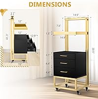 Vista 3 de Carrito de Salón Hicomony con Ruedas, Carro de Salón con 4 Soportes y 2 Cajones, Estación Móvil para Estilistas de Cabello para Almacenamiento