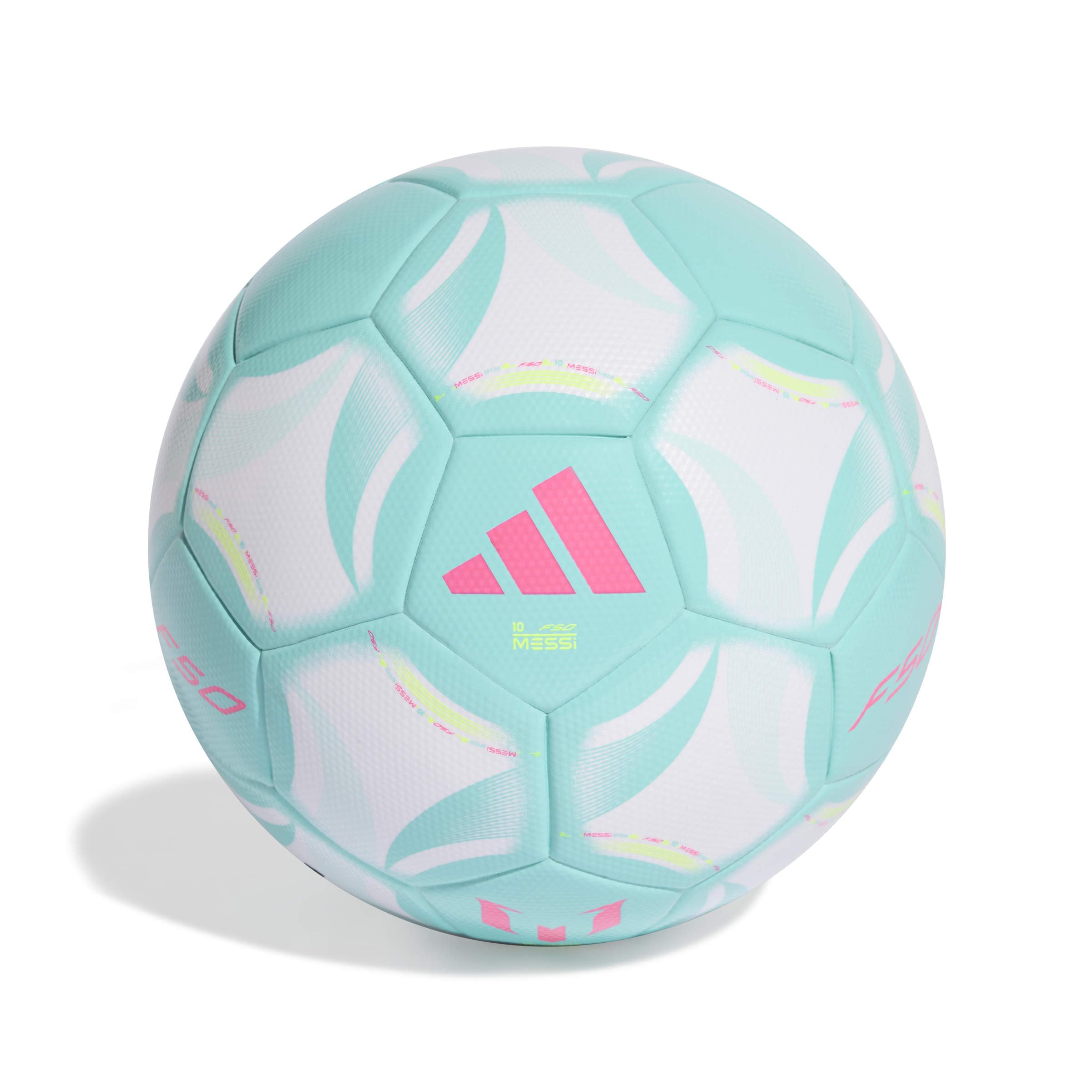 adidas Unisex MESSI LEAGUE BALL, white/flash aqua/halo mint/lucid pink, 4