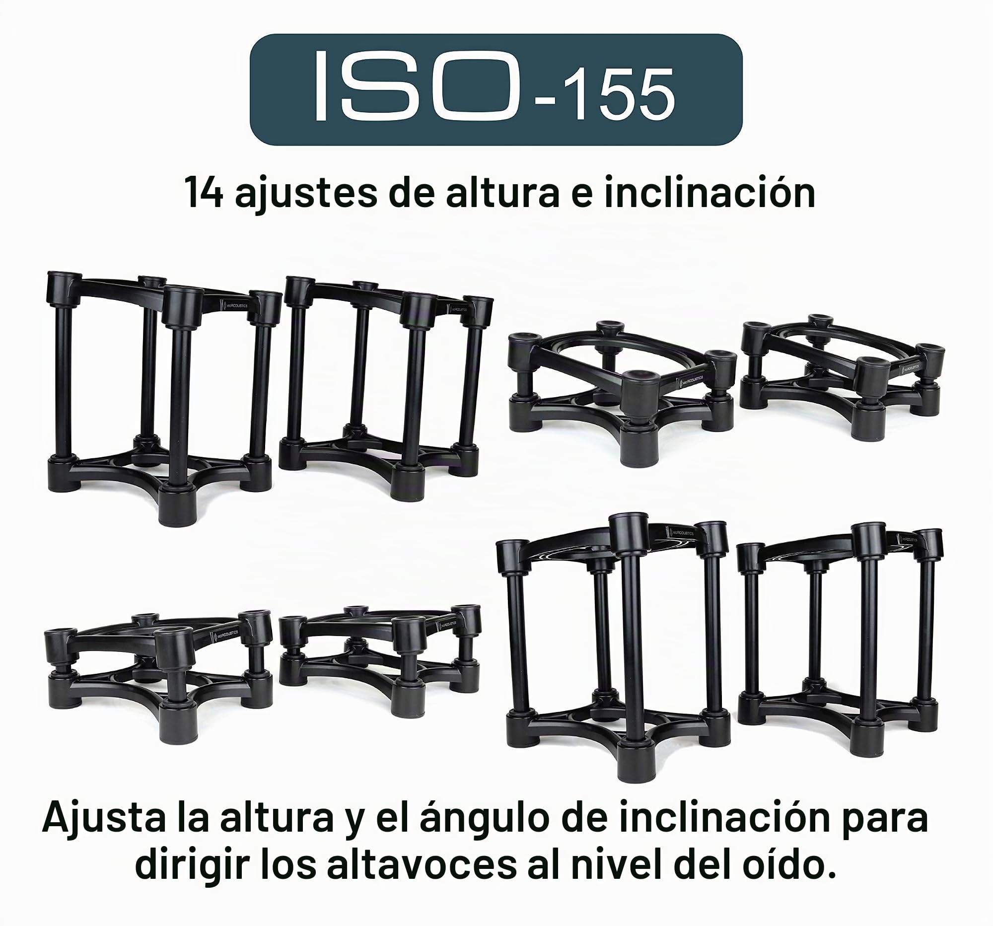 IsoAcoustics ISO-Stand Series Speaker Isolation Stands with Height & Tilt Adjustment: Iso-155 (15.5 x 19 cm) Pair