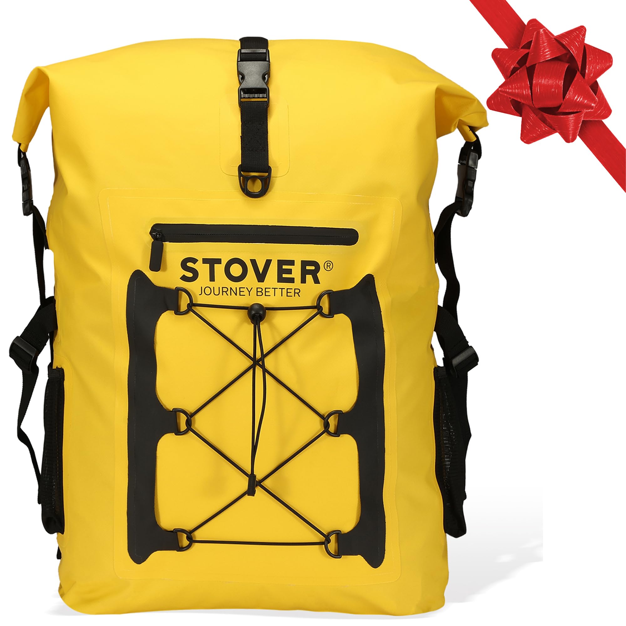 STOVER 25/30/40/55L Waterproof Dry Backpack- XL Floating Dry Bag for Kayaking, Travel, Paddle Boards, Tubing, Hiking, Fishing, Camping, Motorcycles, the Beach, Heavy Duty Roll Top Men/Women (Yellow)