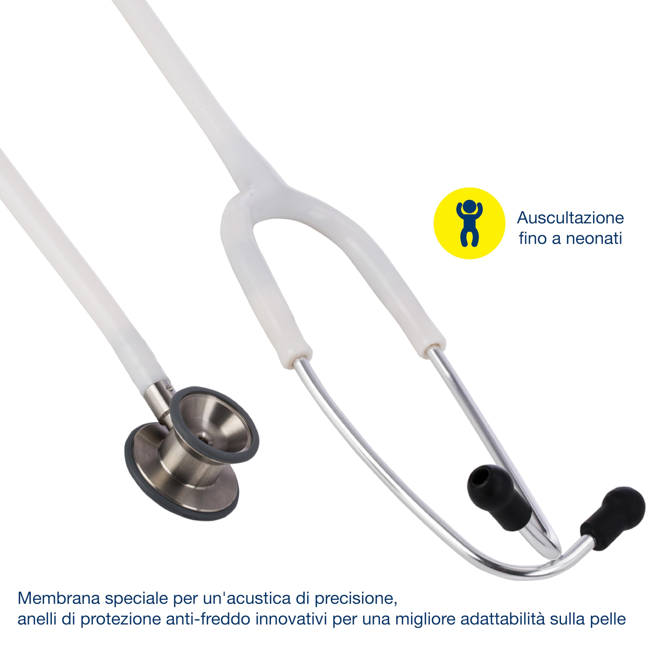 Riester - Stethoscope Duplex 2.0, wysoka wydajność akustyczna, z tabliczką znamionową, zapasowymi oliwkami i membraną, stal nierdzewna, pediatryczna, biały, 32338