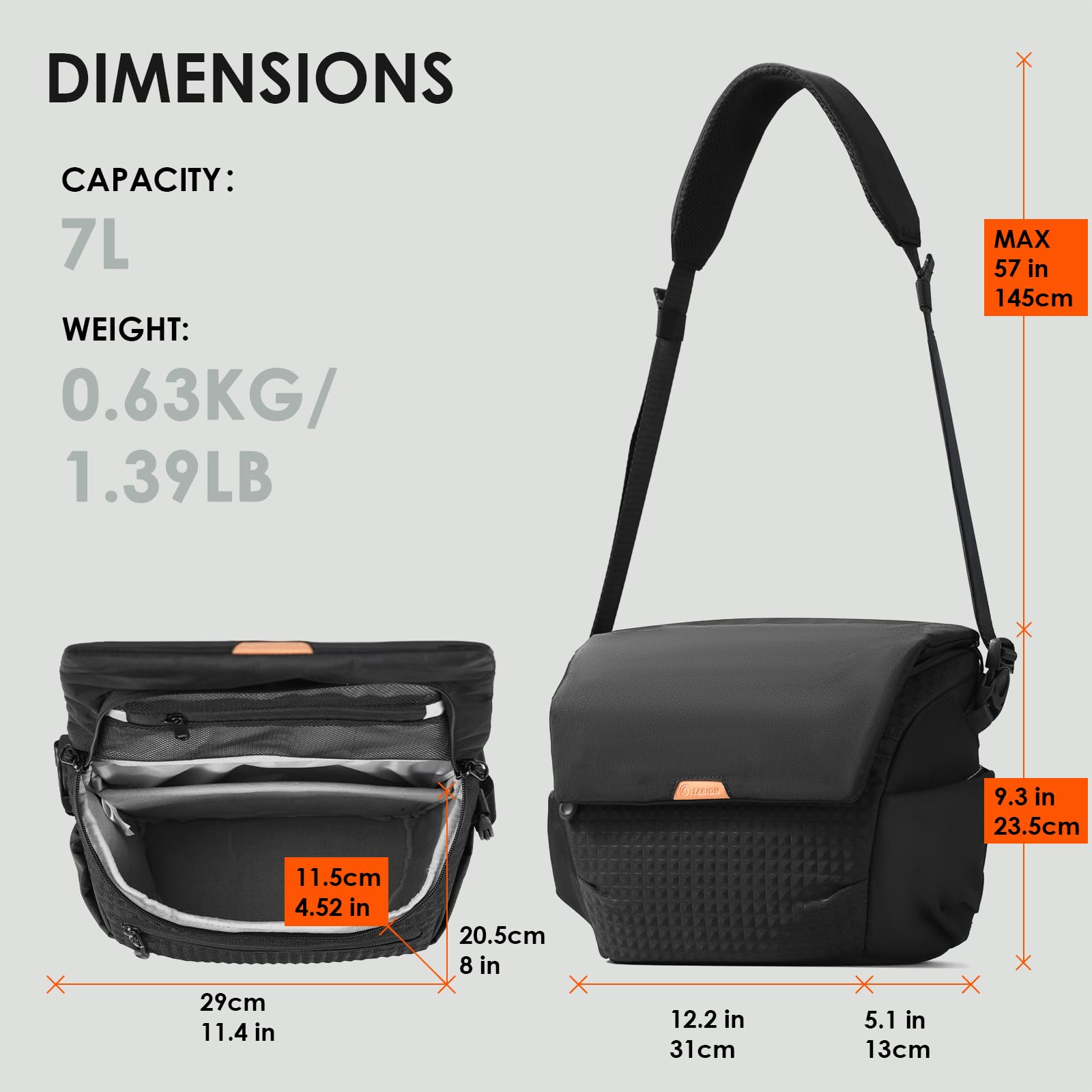 TARION Borsa per Fotocamera Piccola Borsa a Singola - Nero Zaino Leggero per DSLR con Cinghia Regolabile, Divisori Imbottiti e Chiusura Magnetica (Thorner)
