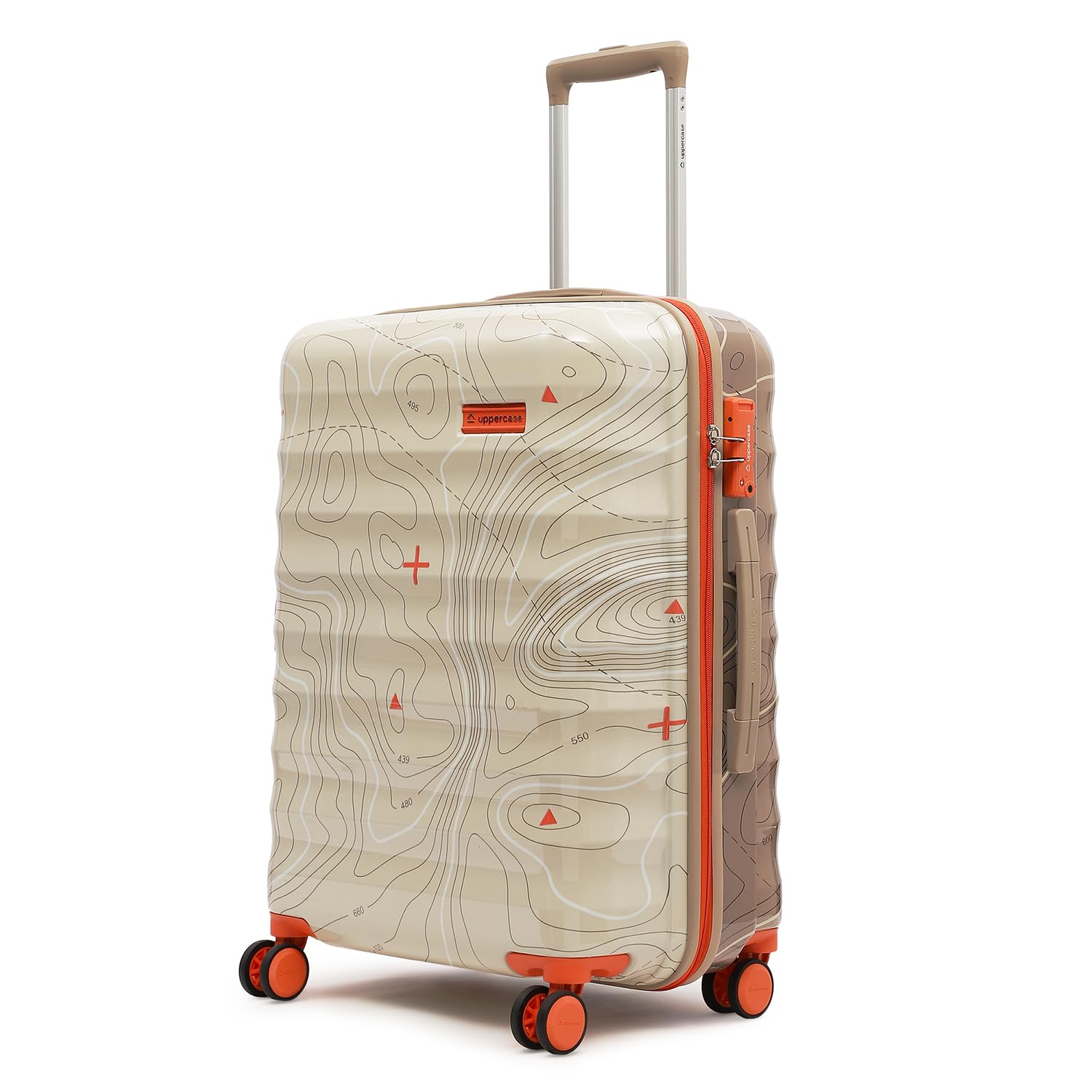 uppercase Topo (Medium) 66 cms Hardsided Check-in Trolley Bag 8 Wheel Sustainable Double Spinner Luggage with TSA Lock & Anti-Theft Zippers Unisex 2000 Days Warranty Dual Tone (Taupe & Beige)