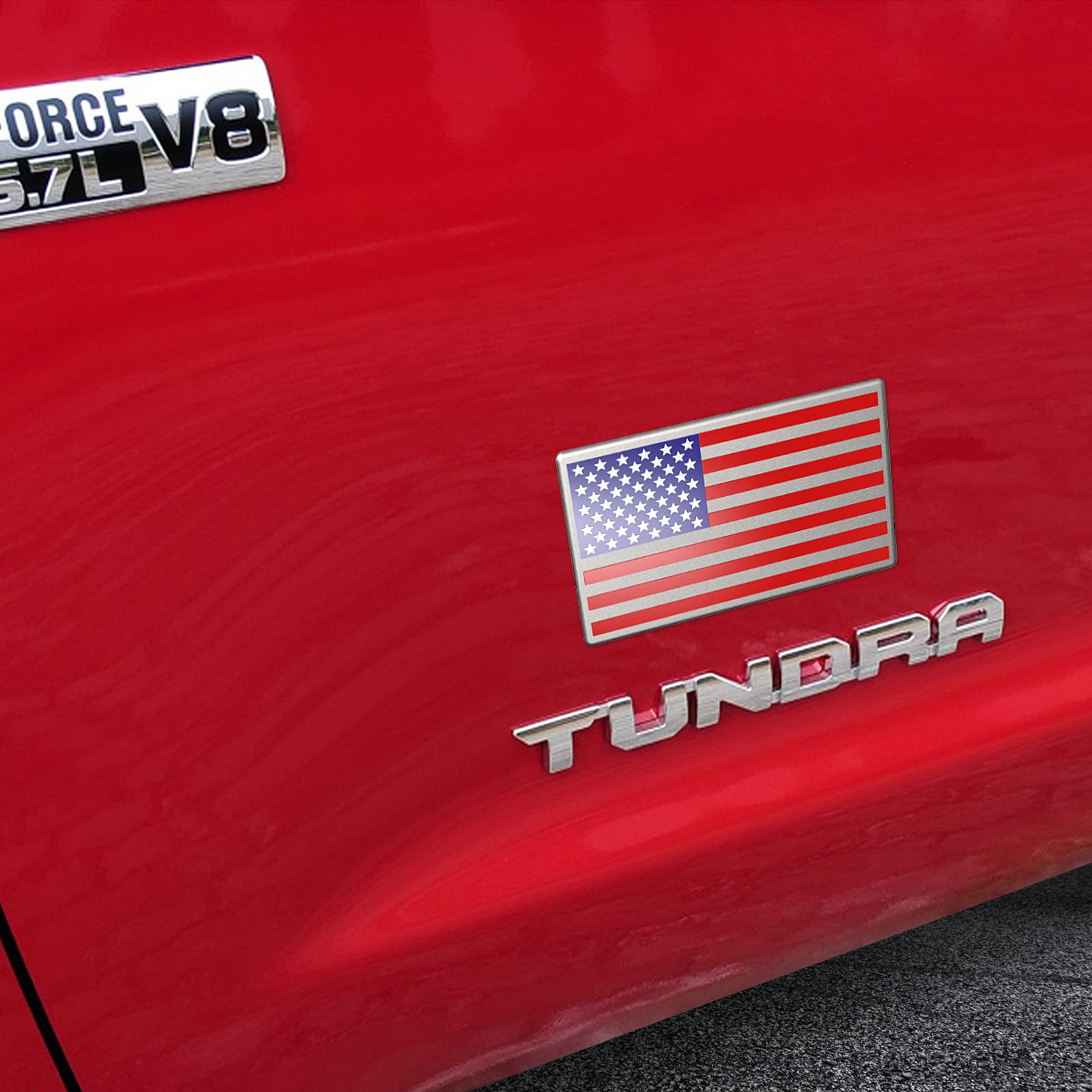 2 Adesivi 3D Bandiera Americana In Lega Alluminio | Emblema Rialzato Auto, Moto, Laptop, Varie Dimensioni (Stile G)