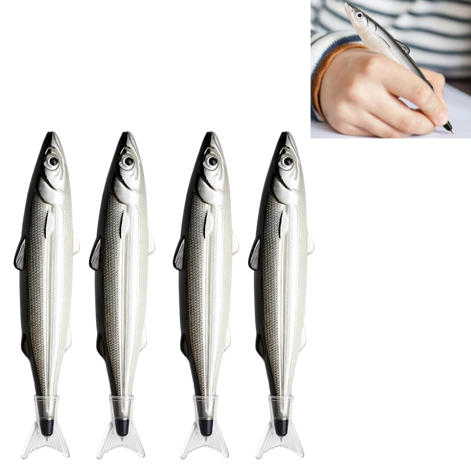 Yoowan 4 Pack Fish Pens,Salted Fish Black Ballpoint Pen,Funny Pe-ns,Fi-Sh Styling Ballpoint Pencil,Fishing Pencil,Fi-sh Shape Design Ballpoint Pe-ncil,Playful Writing Instrument For Kids & Adults