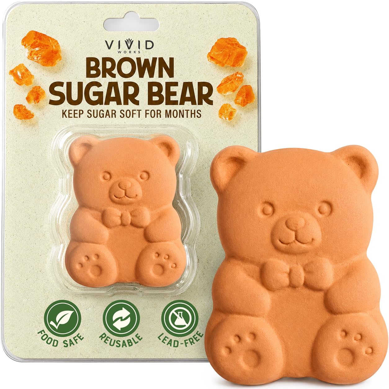 Amazon.com: Vivid Works Brown Sugar Bear Keeper, Terracotta Sugar