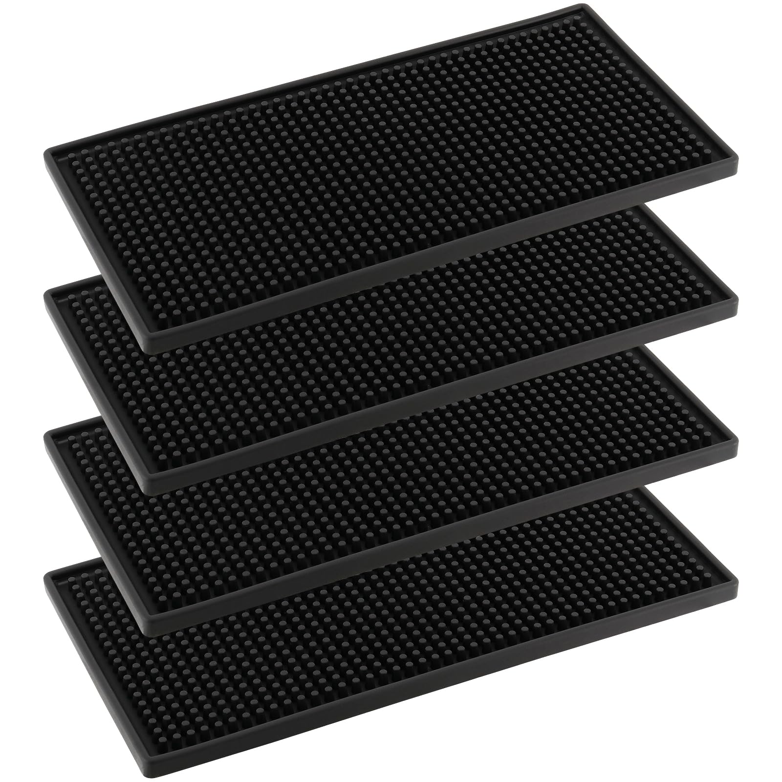 FOCCTS Rekhoekige rubberen armatuur, 30 x 15 x 1 cm, antislip onderspot in zwart, afdruipmat, rubberen mat voor het drogen van servies en glanzen
