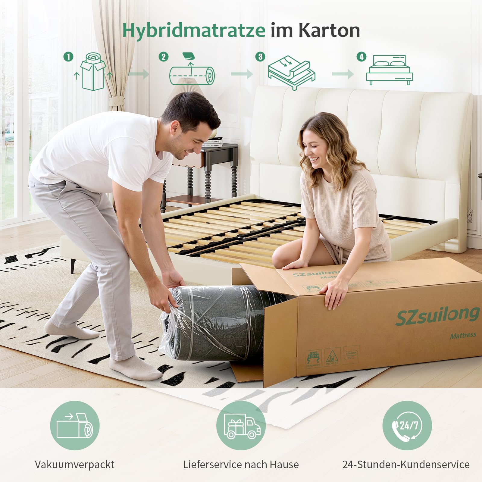 SZsuilong Materasso 120 x 200 cm, H3, altezza 30 cm, materasso a molle a 7 zone, certificato Oeko-TEX, materasso a molle insacchettate, ortopedico con strato in memory foam, per dolori alla schiena e