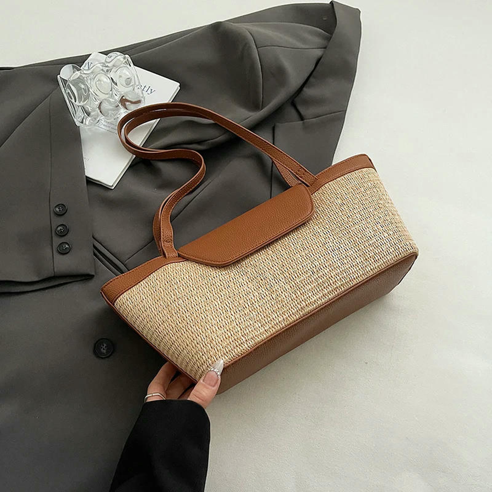 Torebki damskie na zakupy tkane słomkowe torebki dla kobiet lato kobiety nowa torebka damska torebka plażowa torebka damska torebki i portfele khaki 37 cm x 16 cm x 11 cm