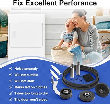 Dryer Rebuild Kit Compitable with Speed Queen ATGE9ASP115TW01, Include RB170002 Dryer Roller Kit & D516792 Dryer ldler Pulley & D511255P Dryer Cylinder Belt & RB170003 Dryer Drum Glide Kit