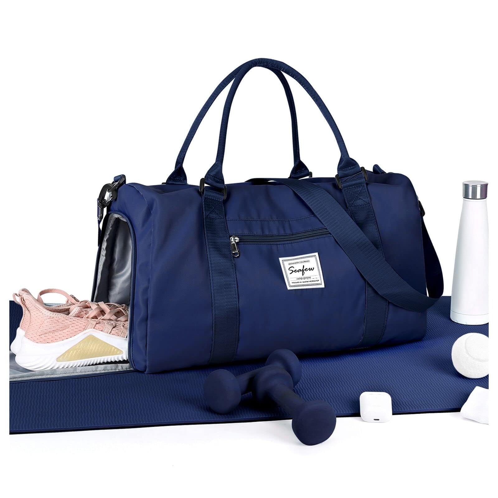 HYC00 Borsone Palestra Donna Uomo Borsa Sportiva con Scomparto Scarpe Borsone da Viaggio Sports Gym Bag Grande Borse da Palestra Piscina Donna Fitness Weekend Duffel Bag Borsa per Ospedale,Blu Reale