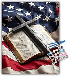 Paint by Numbers Kit for Adults - Flag Cross Acrylic Adult Paint by Number Kits on Canvas for Beginner, Religious Christian DIY Oil Painting by Numbers for Adults, Perfect for Home Decor Gift 16"x20"