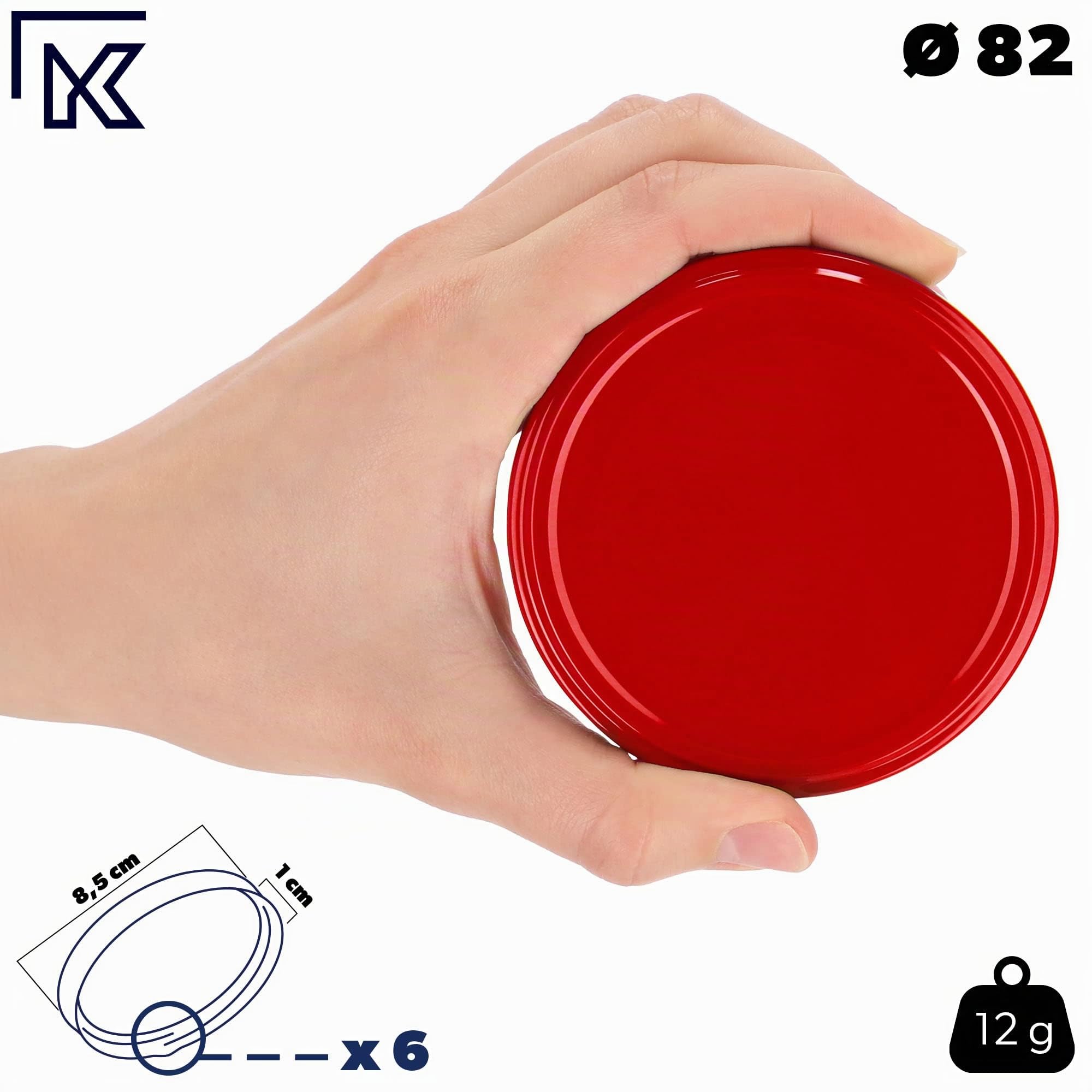 KADAX Lot de 200 couvercles Twist-Off Ø82 mm – Couvercles de rechange en métal pour bocaux 235-900ml – Fermeture hermétique pour conserves, confitures & cornichons