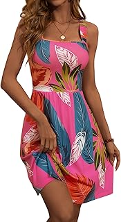 HUHOT Women's Summer Casual Square Neck Dress with Pocket Cute Sleeveless High Waist A-line Sundress Midi Dresses 2024