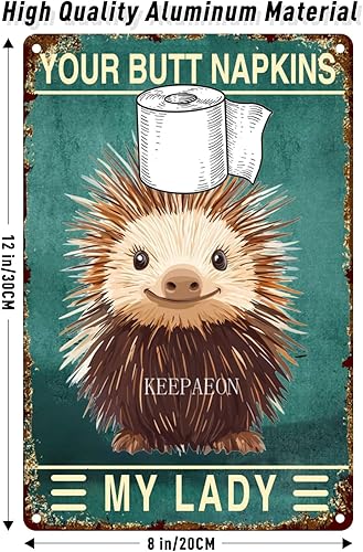 Miniatura 4 de Porcupine 12x8 Inch Metal Sign Your Butt Napkins My Lady Bathroom Decor for Women Bat Wall Decor Funny Guest Bathroom Wall Art Toilet Paper Wall Art