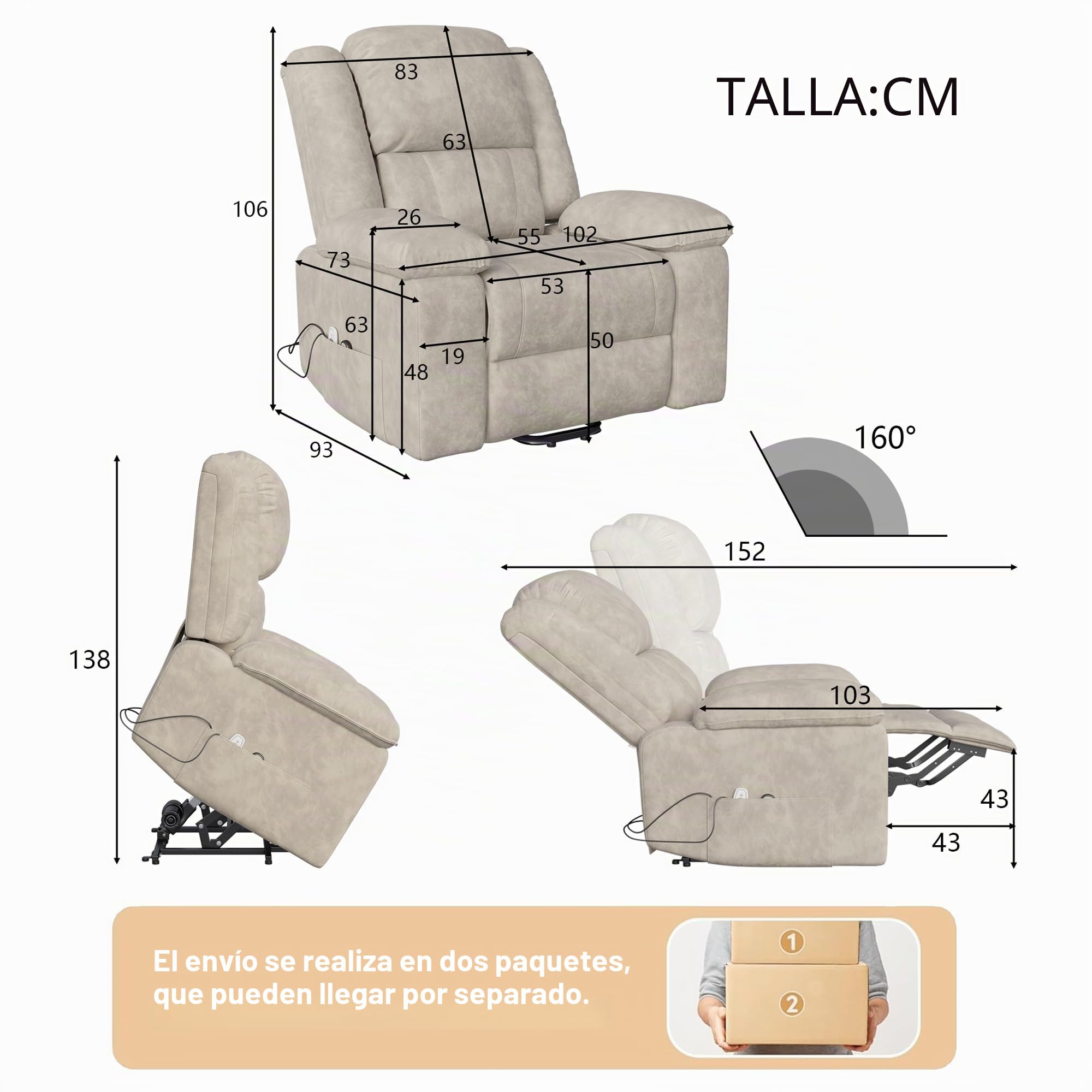 Silla de Masaje eléctrica,Sillón Relax con 8 Zonas de Masaje potentes y 2 Puntos de Calor, sillón de Masaje con calefacción y Tumbona eléctrica con Bolsillos Laterales reclinables,Burn