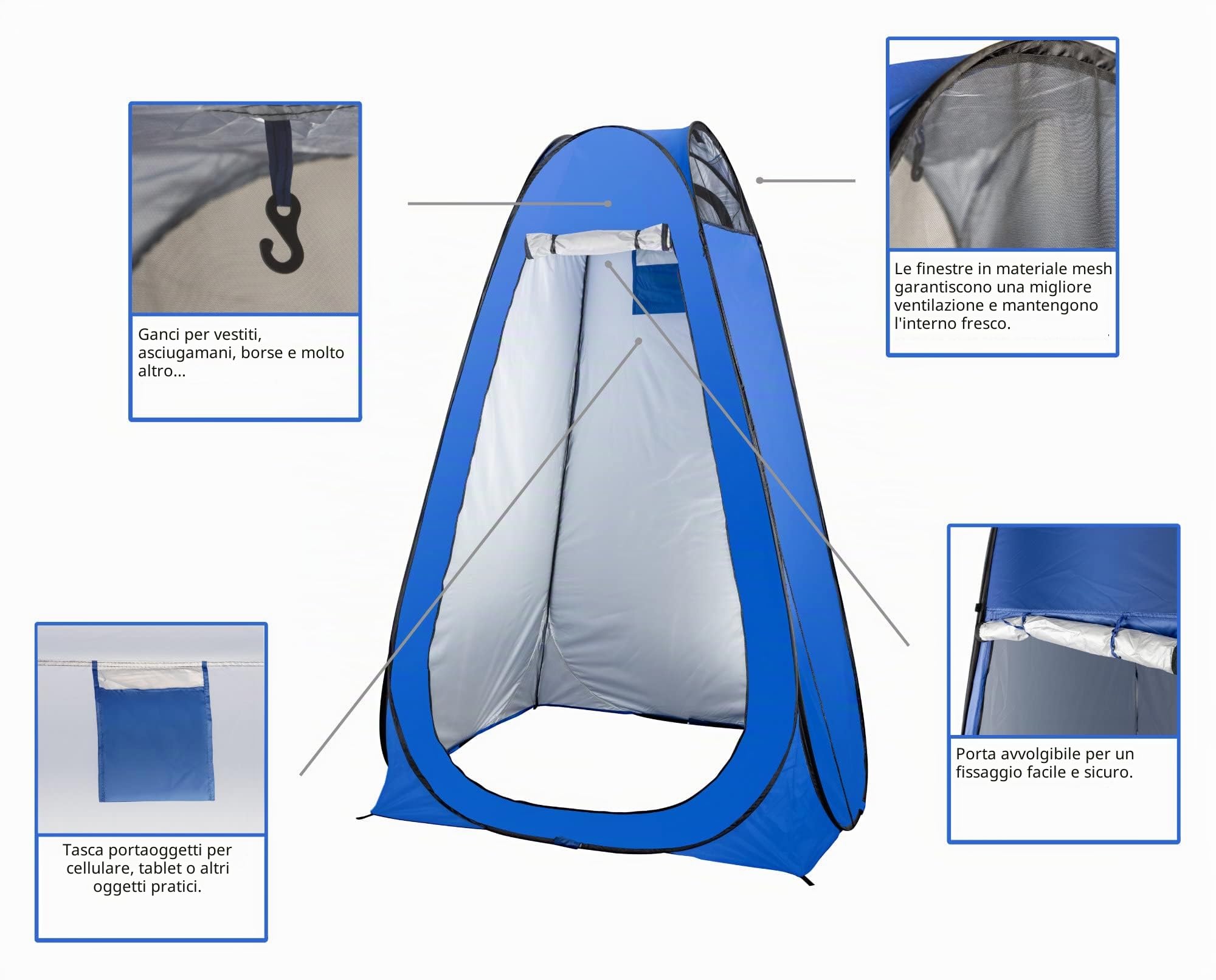Stagecaptain Quixie-2842 Set Toilette Privacy, In plastica robusta | Toilette da esterno smontabile, Per festival, campeggio, vacanze, attività outdoor, come sedia da doccia e altre emergenze