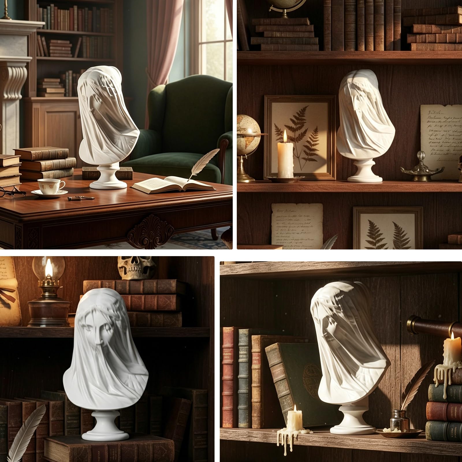 Statua della dea greca con busto velato da 33 cm, grande busto classico romano mitologia greca, regalo decorativo, scultura velata per la decorazione della casa, utilizzata per statue e sculture