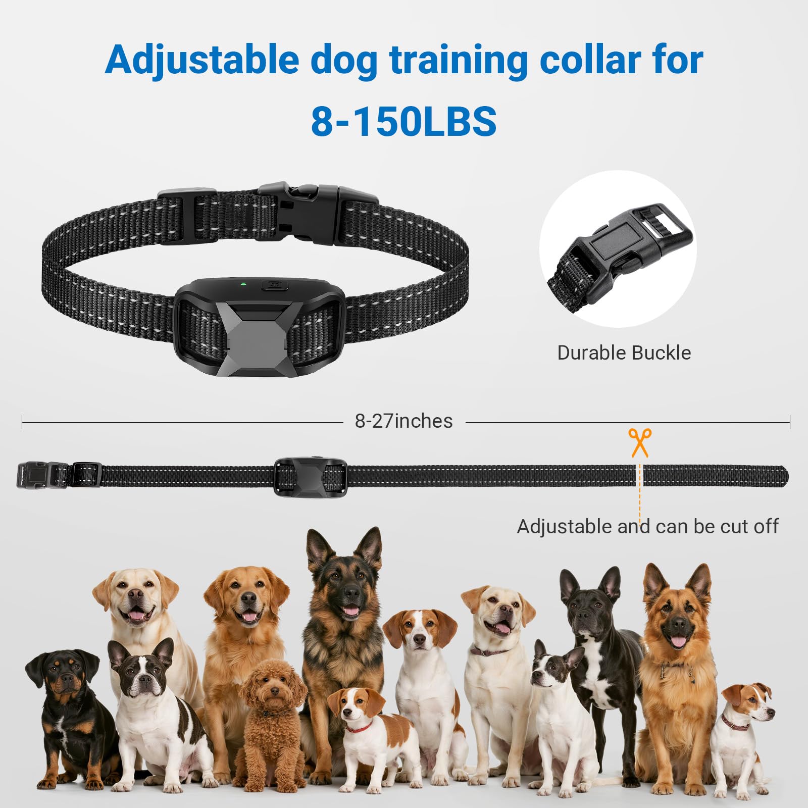 Dog Shock Collar with Remote Control,2000FT Range Dog Training Collar with 4 Training Modes,IP67 Waterproof Dog Bark Collar for Small Medium and Large Dogs - image 2