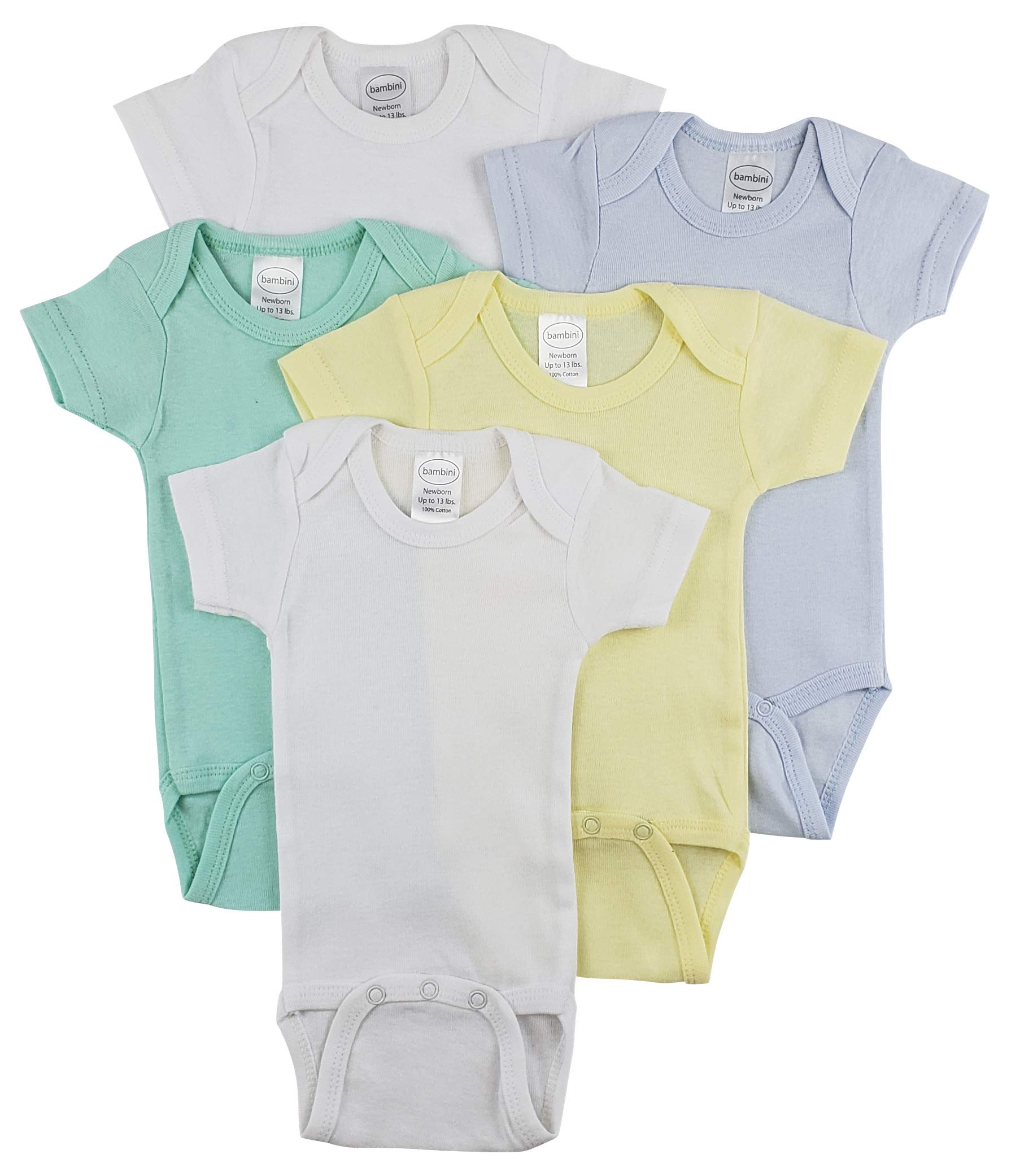 Bambini Short Sleeve One Piece 5 Pack - Newborn