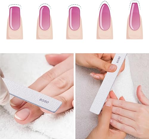 Miniatura 5 de 50 limas de uñas rectangulares de grano 100100, almohadillas reutilizables de doble cara, limas de uñas para uñas acrílicas y uñas naturales