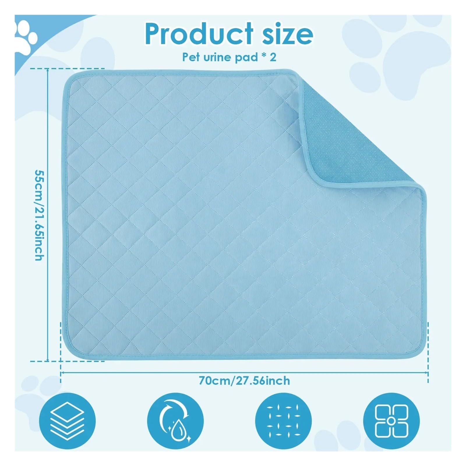 Générique Tapis réutilisables for Chiots, 2 pièces, tampons Anti-Fuite for Pipi for Animaux de Compagnie, Tapis d'entraînement for Chiens