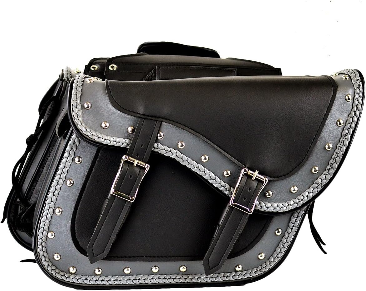 Motorcycle Saddlebags for Harley Davidson Dyna Wide Glide with Studds