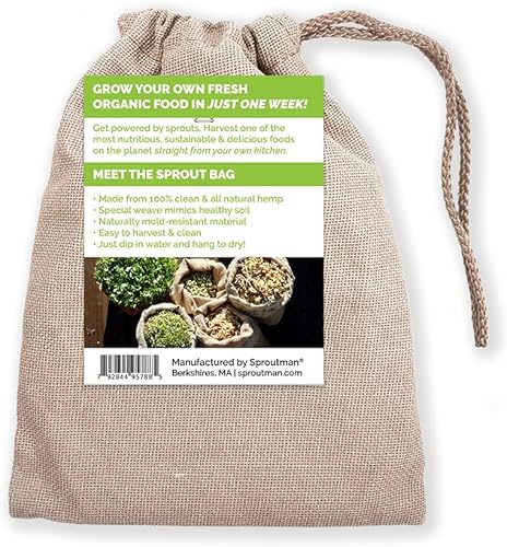 Miniatura 2 de Sproutman Bolsa de brotes de cáñamo simplemente sumerge en agua, cuélgala y mira cómo crece