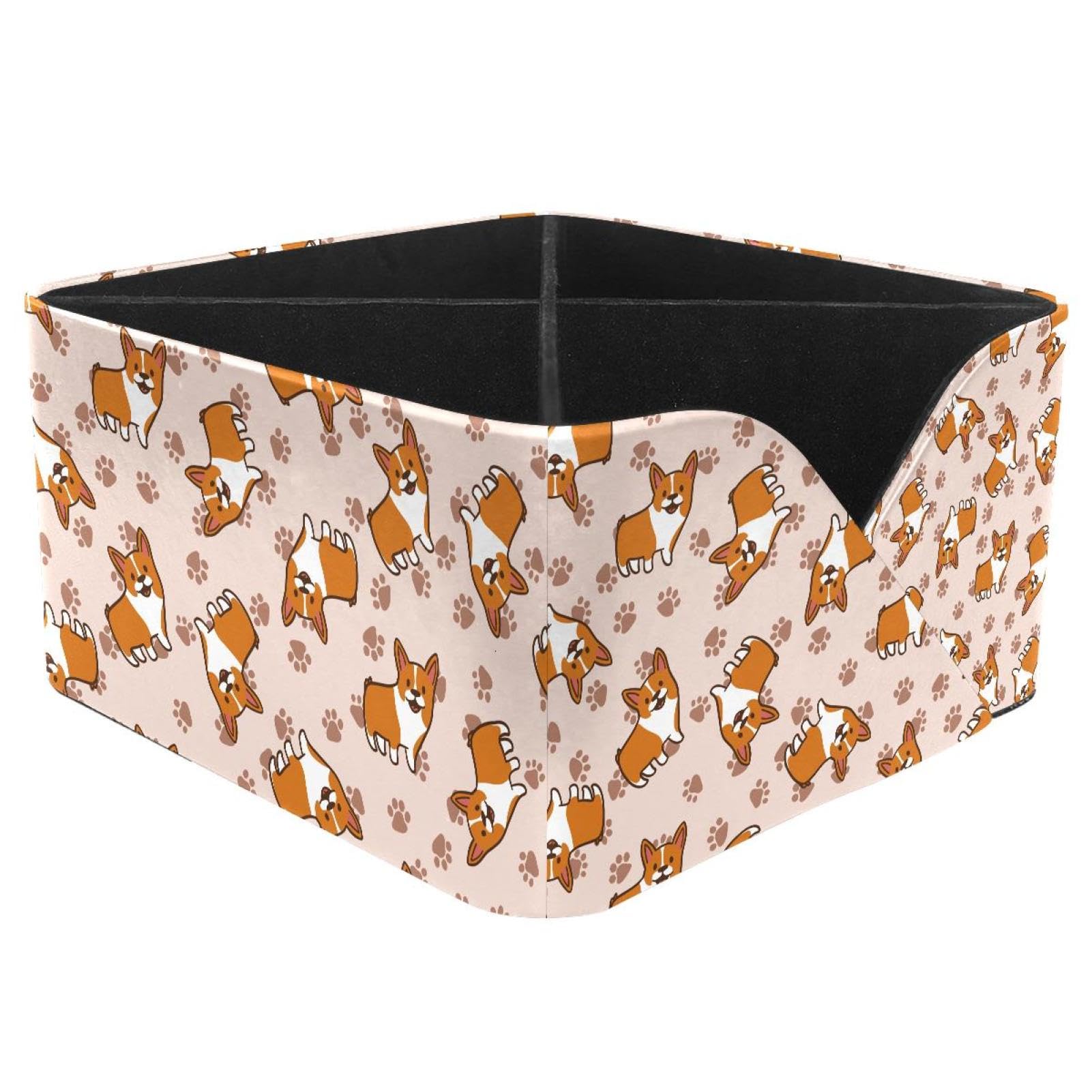 KengjuTesu Cartoon Corgis Dog Desktop Organizer Pen Holder, Rectangular Pencil Cup for Office, Study and Makeup Stations