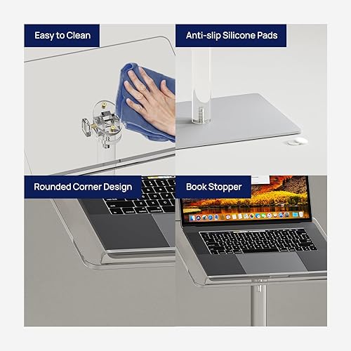 Miniatura 4 de HMYHUM Soporte pequeño de acrílico para podio, ángulo ajustable, 15.7 pulgadas de largo x 11.8 pulgadas de ancho x 42.3 pulgadas de alto, atriles y