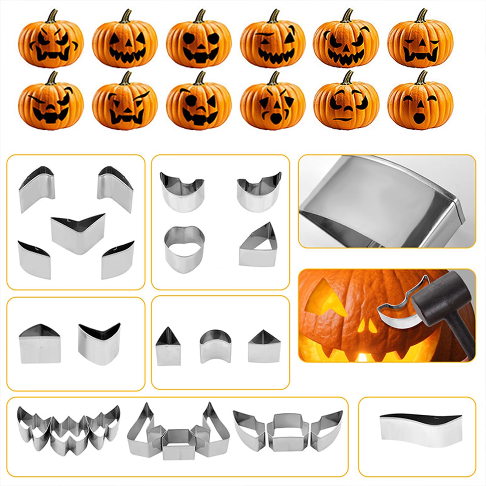 Zestaw do rzeźbienia dyni na Halloween Komplet 37 Solidnych Przybory