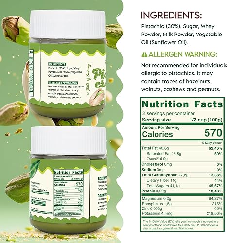 Miniatura 2 de Ceres Gourmet Crema de pistacho para untar, 30% mantequilla de pistacho real, crema de pistacho premium, tarro de vidrio, pistacho suave sin gluten