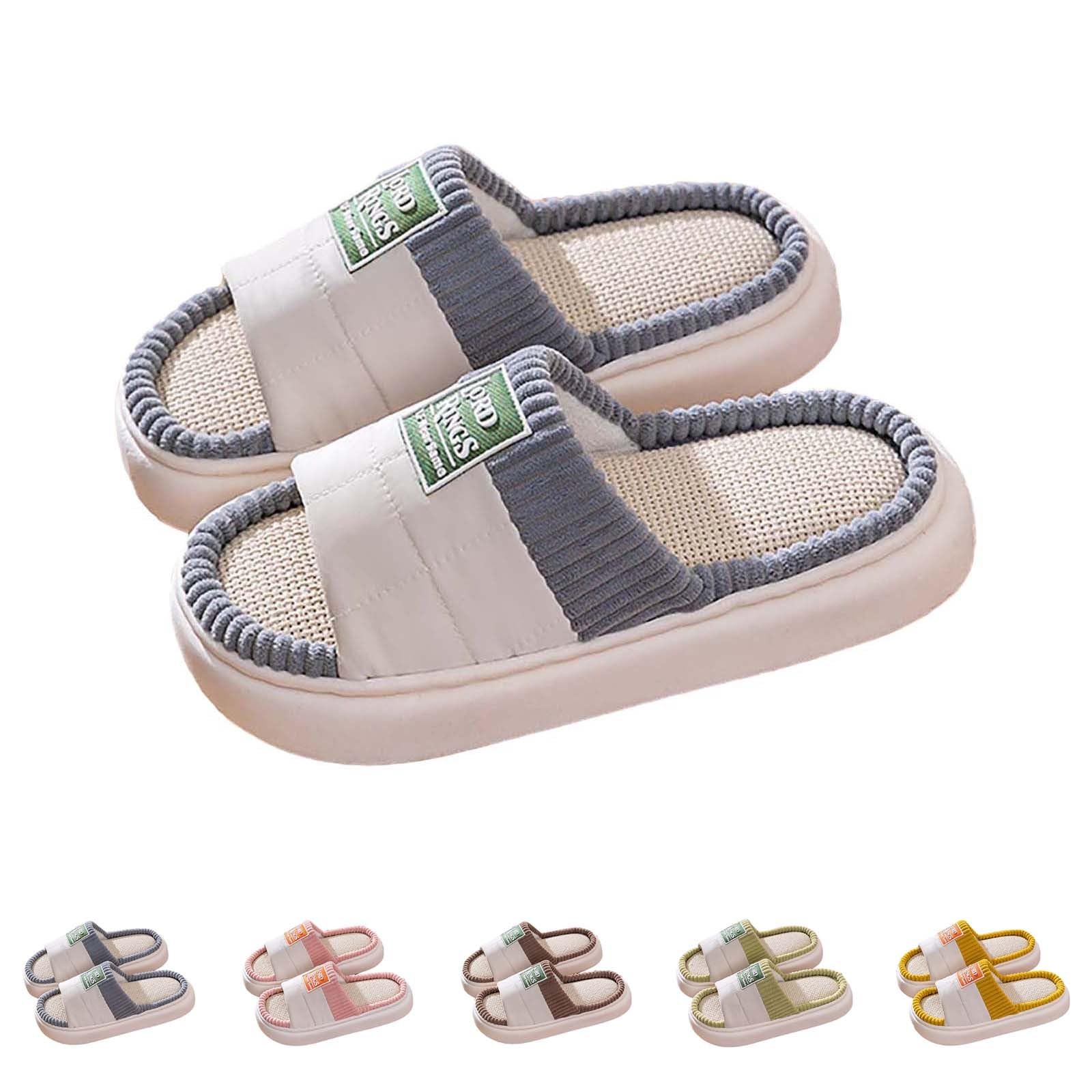 Pantuflas de verano para mujer, pantuflas de plataforma, slides de algodón, pantuflas de lino, sandalias antideslizantes para casa, sandalias peep toe, zapatillas, pantuflas de fieltro, zapatillas
