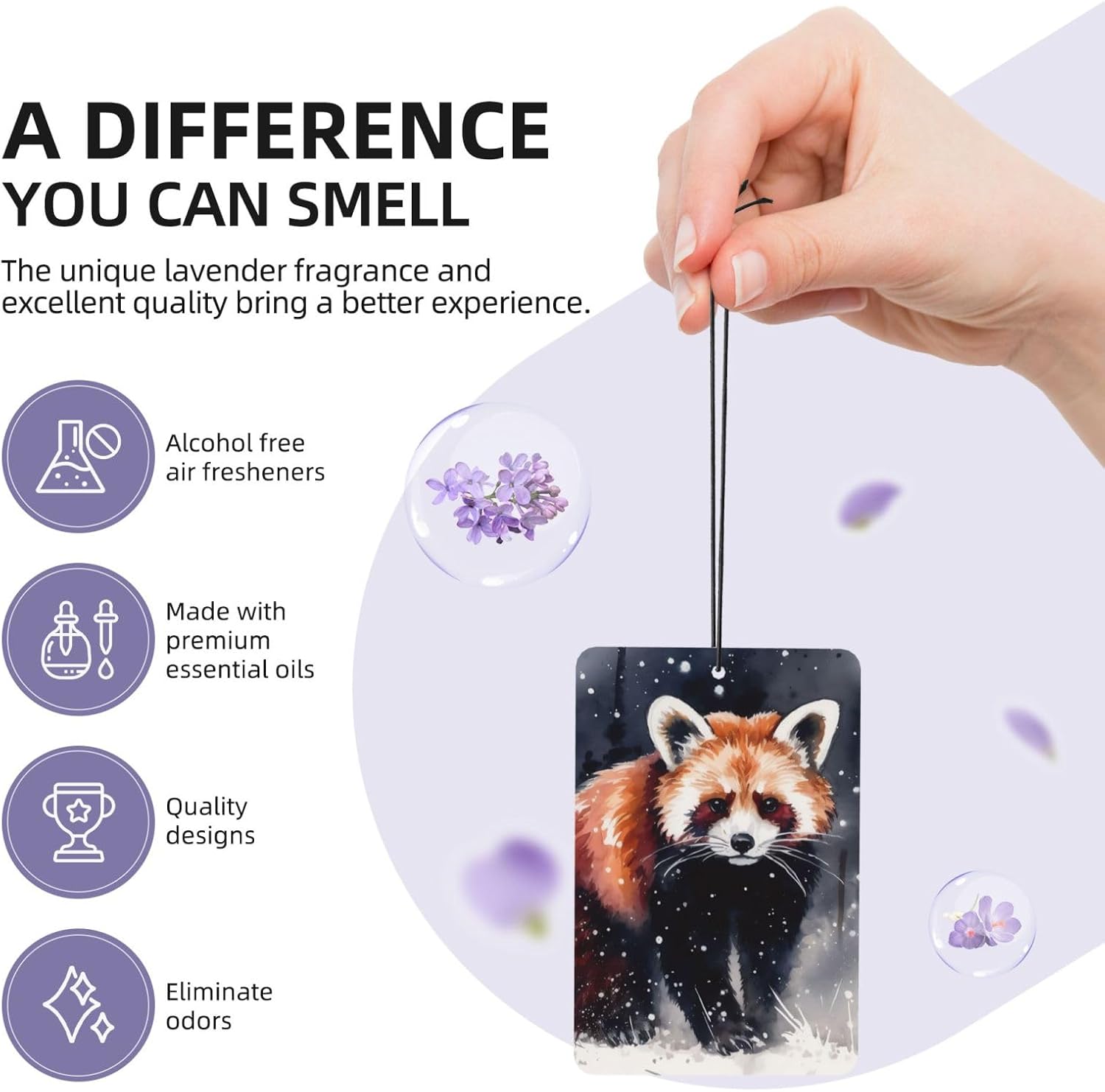 Car Air Freshener 24 PCS Pictures of Red Pandas Hanging Car Air Fresheners Auto Interior Decor Card Freshener Strong Scented Card Lavender Cars Scents for Office Bedroom Close Drawer Rectangle