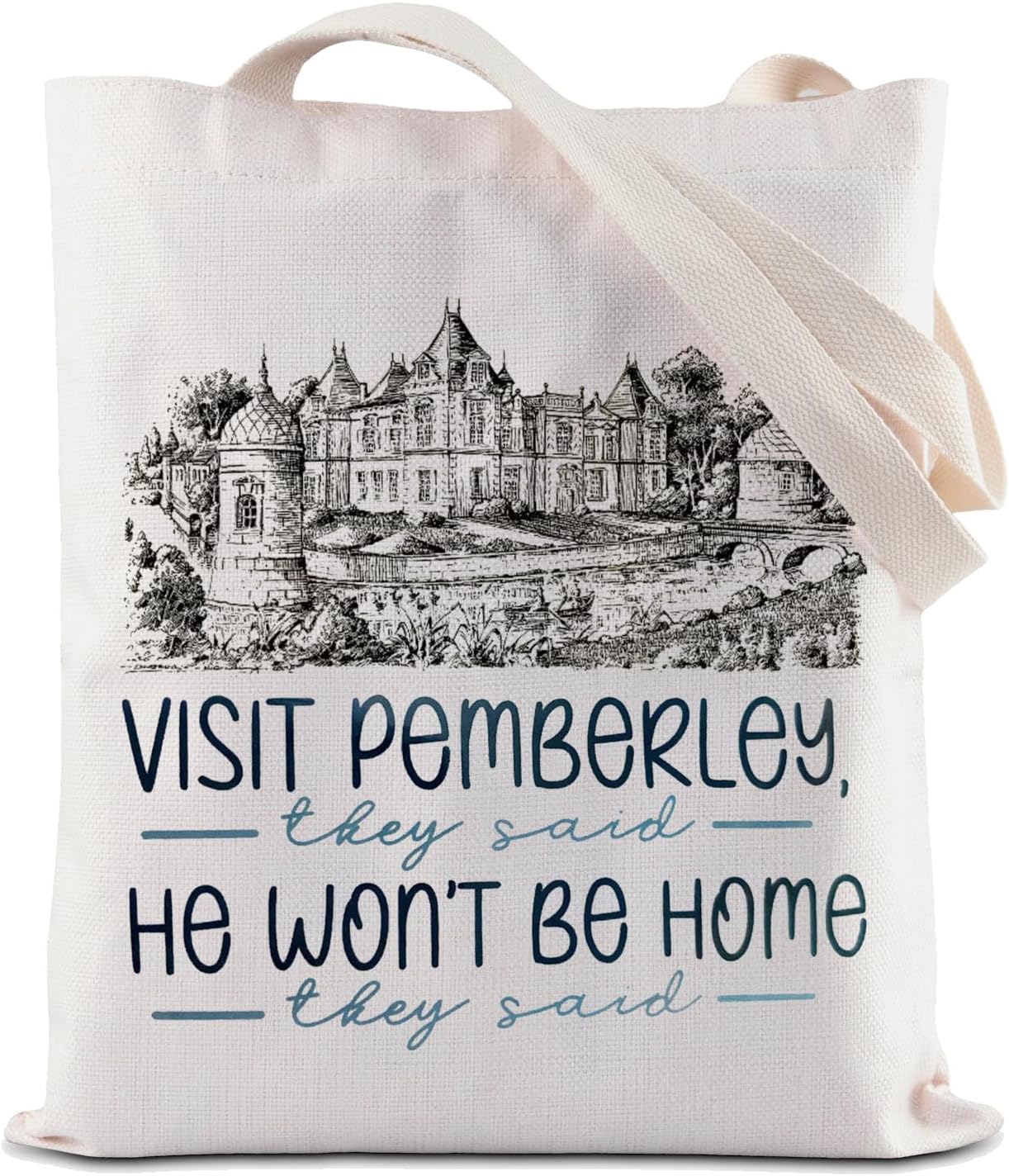 ZJXHPO Pemberley Tote Bag Literary Inspired Reusable Grocery Shopping Bag Book Lover Gift Bookworm Shoulder Bag