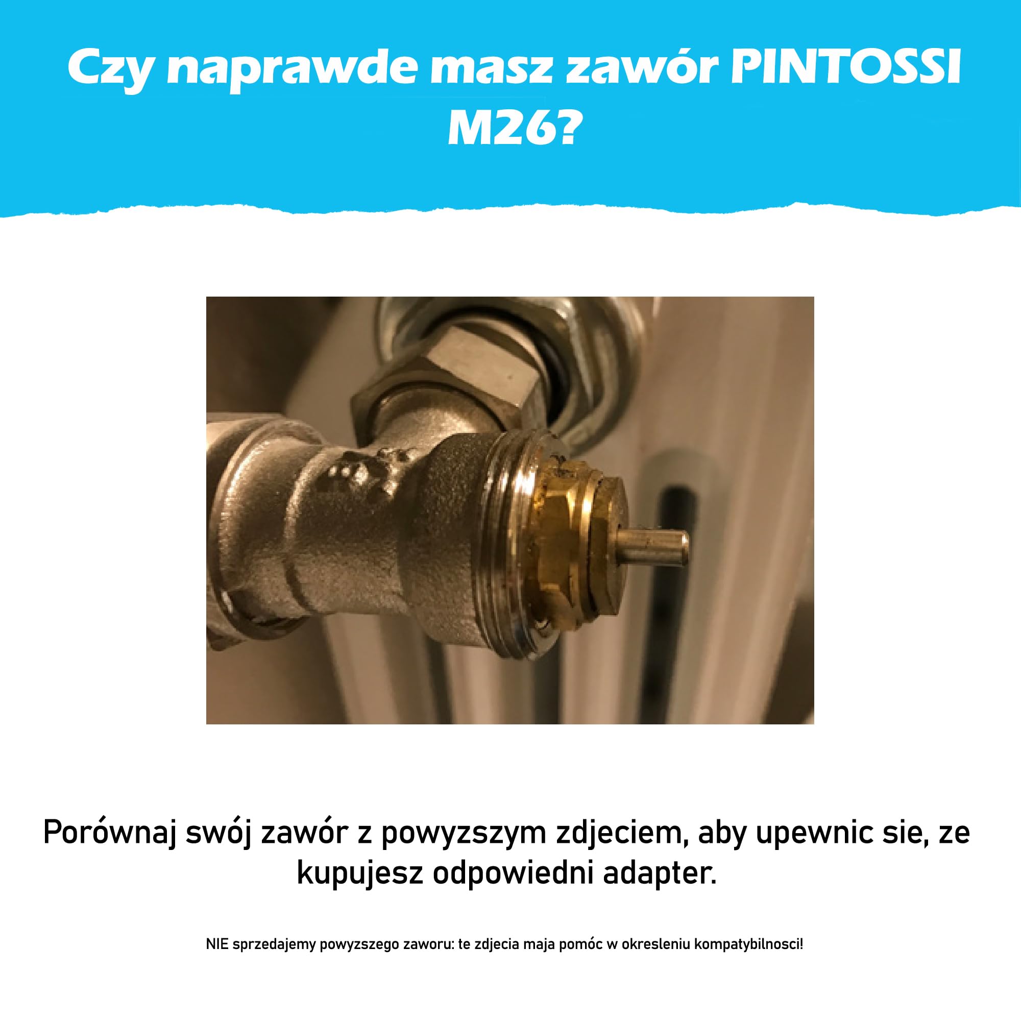 Metalowy adapter kompatybilny z Pintossi/Pintossi+c (Prototyp) chłodnicy do M26x1,5 dla termostatu/głowicy termostatycznej M30x1,5 męski