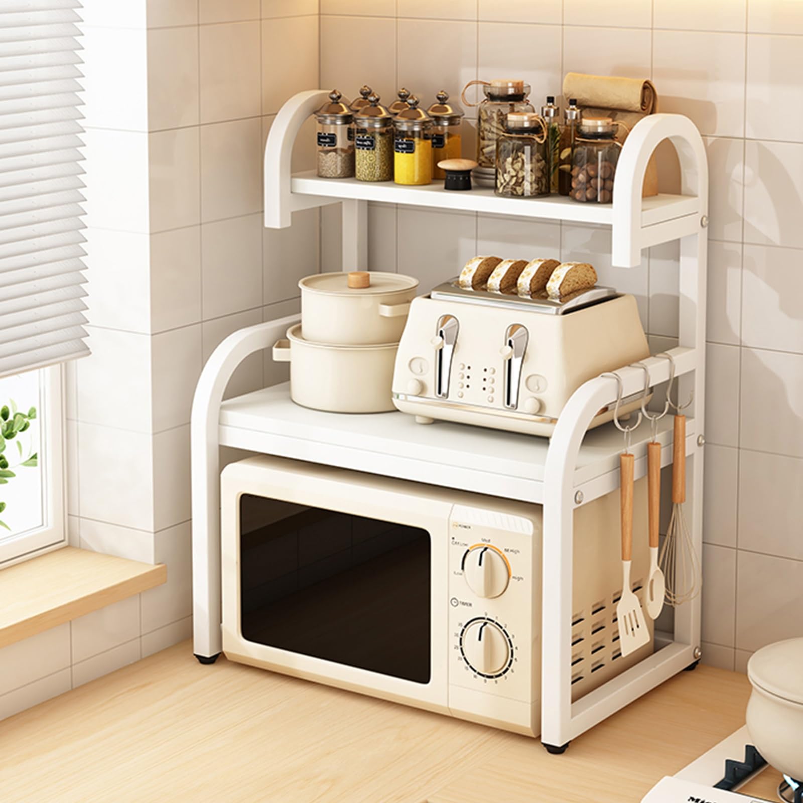 Amazon.co.jp: 2段式 キッチン 収納 棚 トースター ラック、オーブン