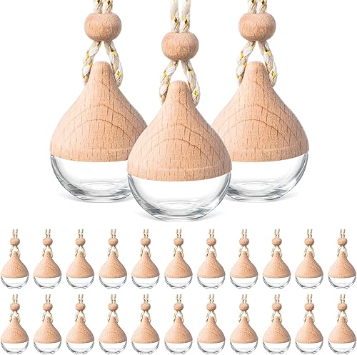 Miniatura 8 de BBTO 50 piezas de ambientador de coche colgante Botellas de difusor de coche Ambientador de perfume de botella de vidrio vacía Difusor de botella