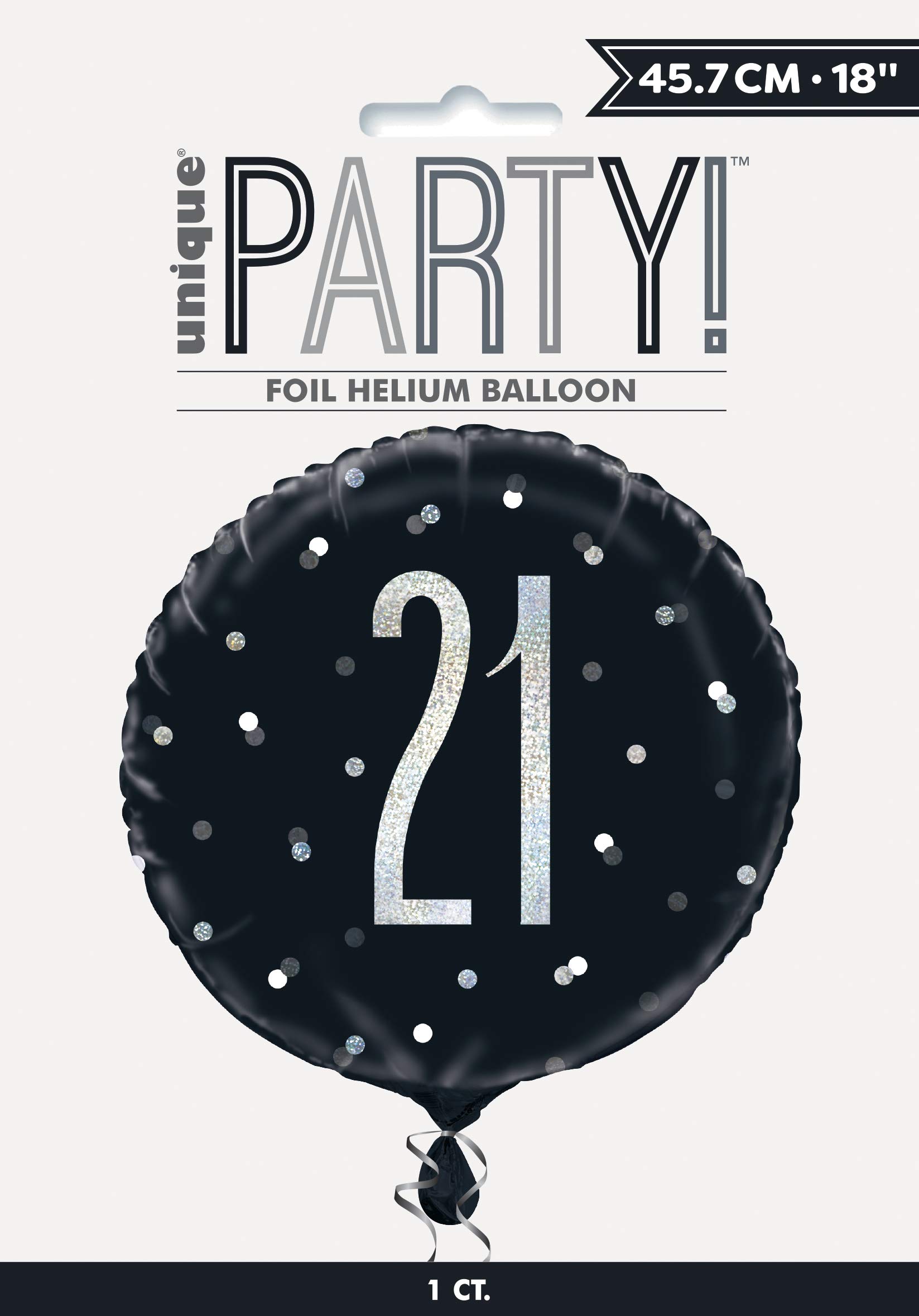 Prismatic 21st Birthday Anniversary Round Foil Balloon | 18" | Black | 1 Pc. — image 1