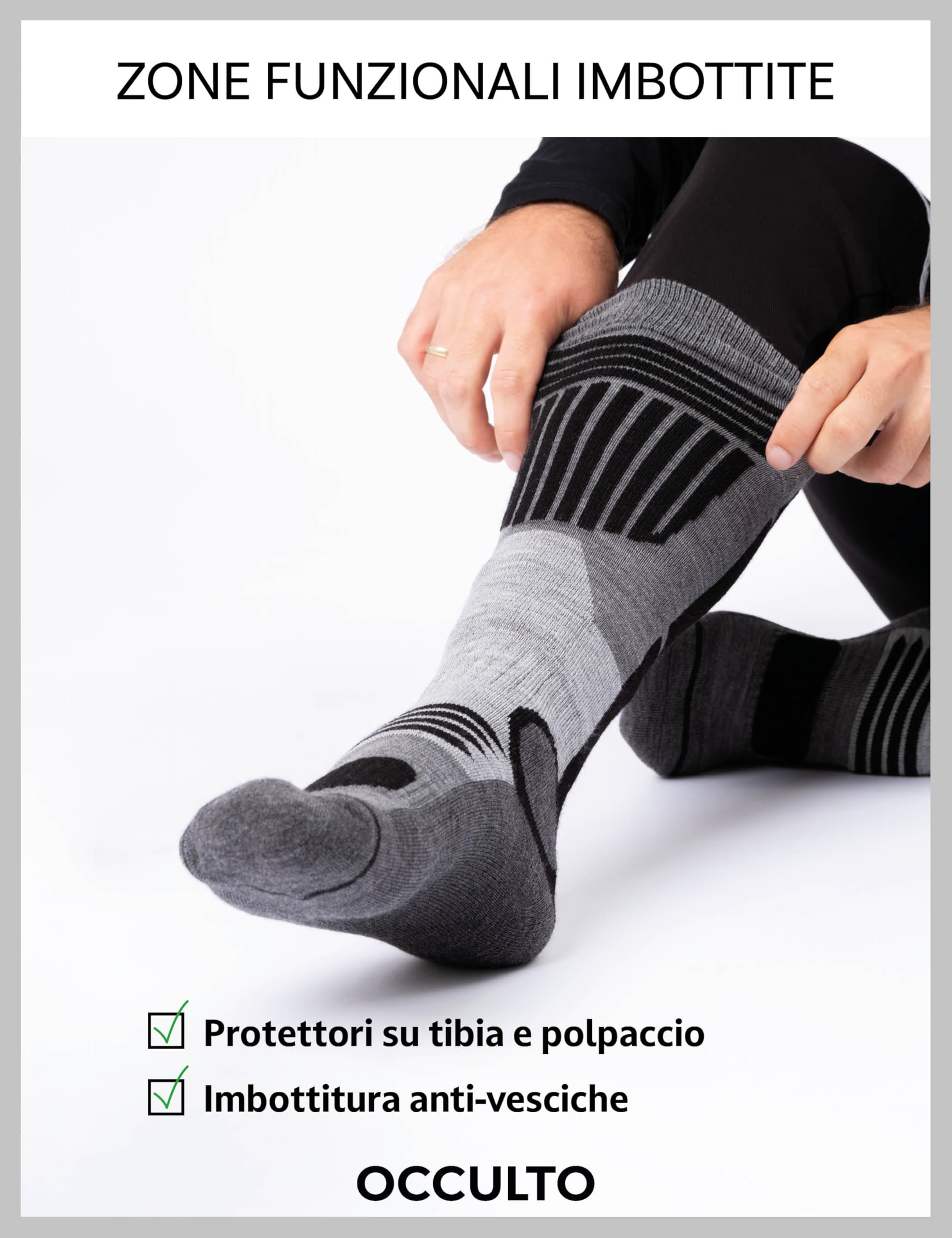 Occulto Calze da Sci Uomo pacco da 2, pacco da 4 (modello: Felix)