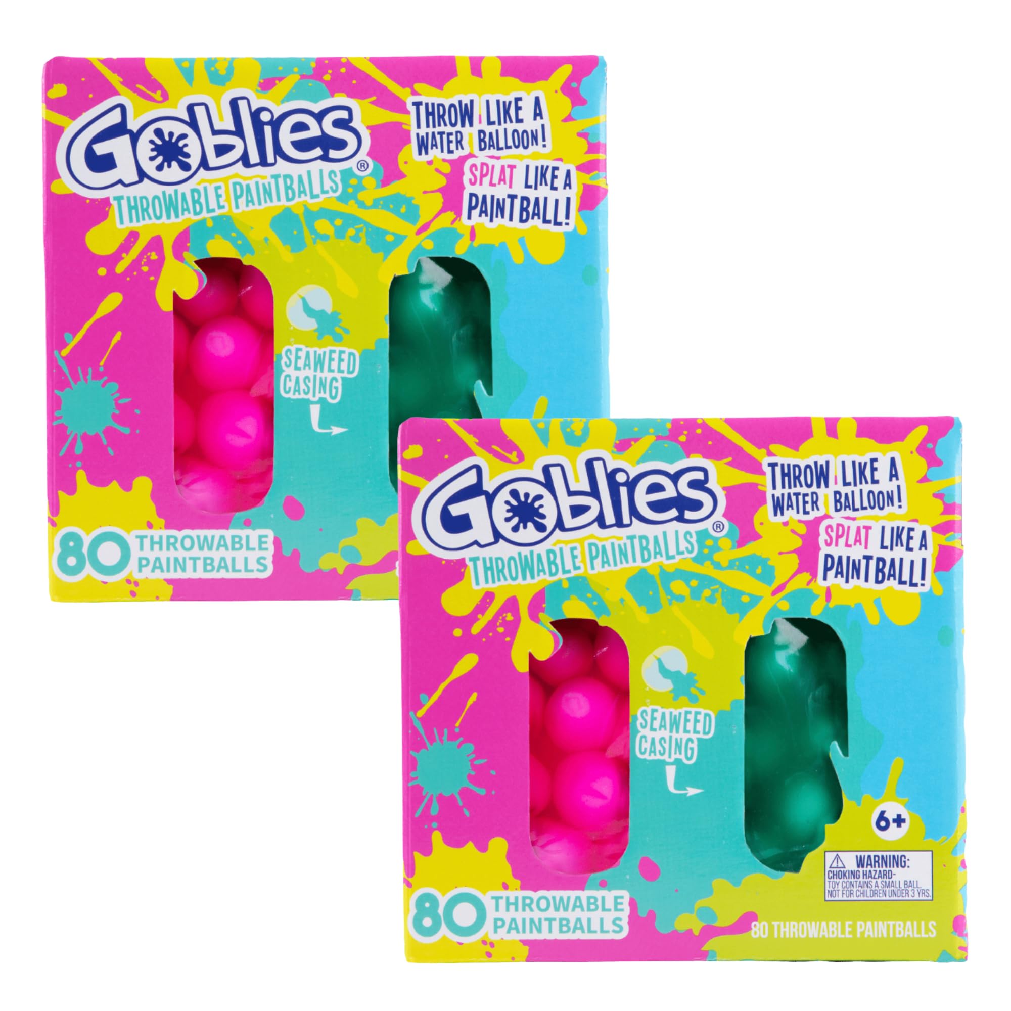 Goblies Throwable Paintballs, 180 Count, Pink and Teal, Kids Summer Fun Activities