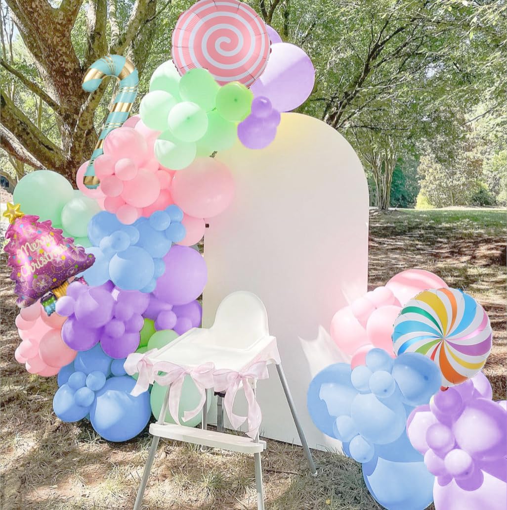 Candyland Balloon Garland Arch Kit, 167Pcs Pastel Rainbow Balloon Candy Cane Lollipop Tree Foil Balloons for Candy Theme Sweet One Birthday Candyland Supplies Baby Shower Party Decorations - Image 5
